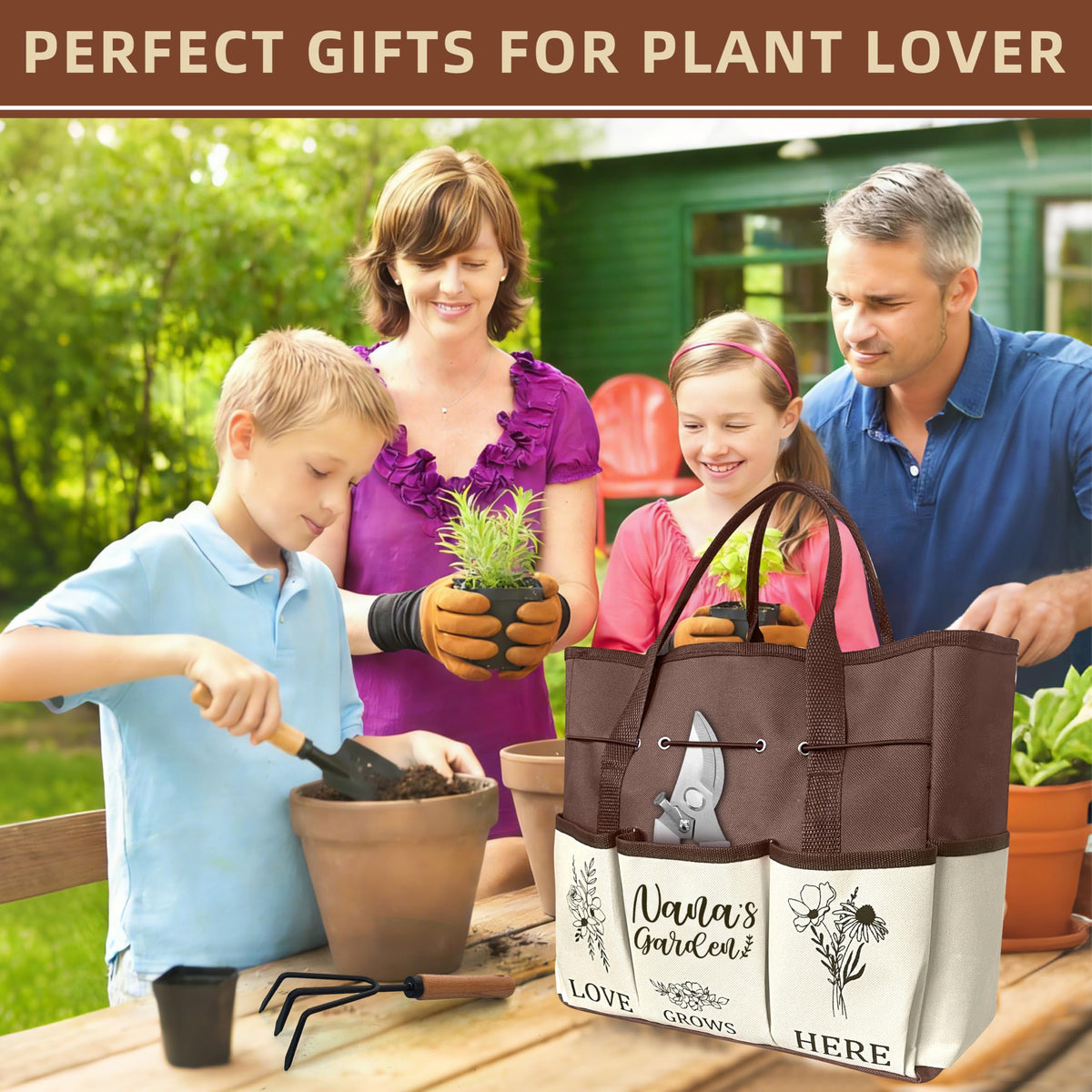 Dolficy Nana garden tote with pockets for convenient organization