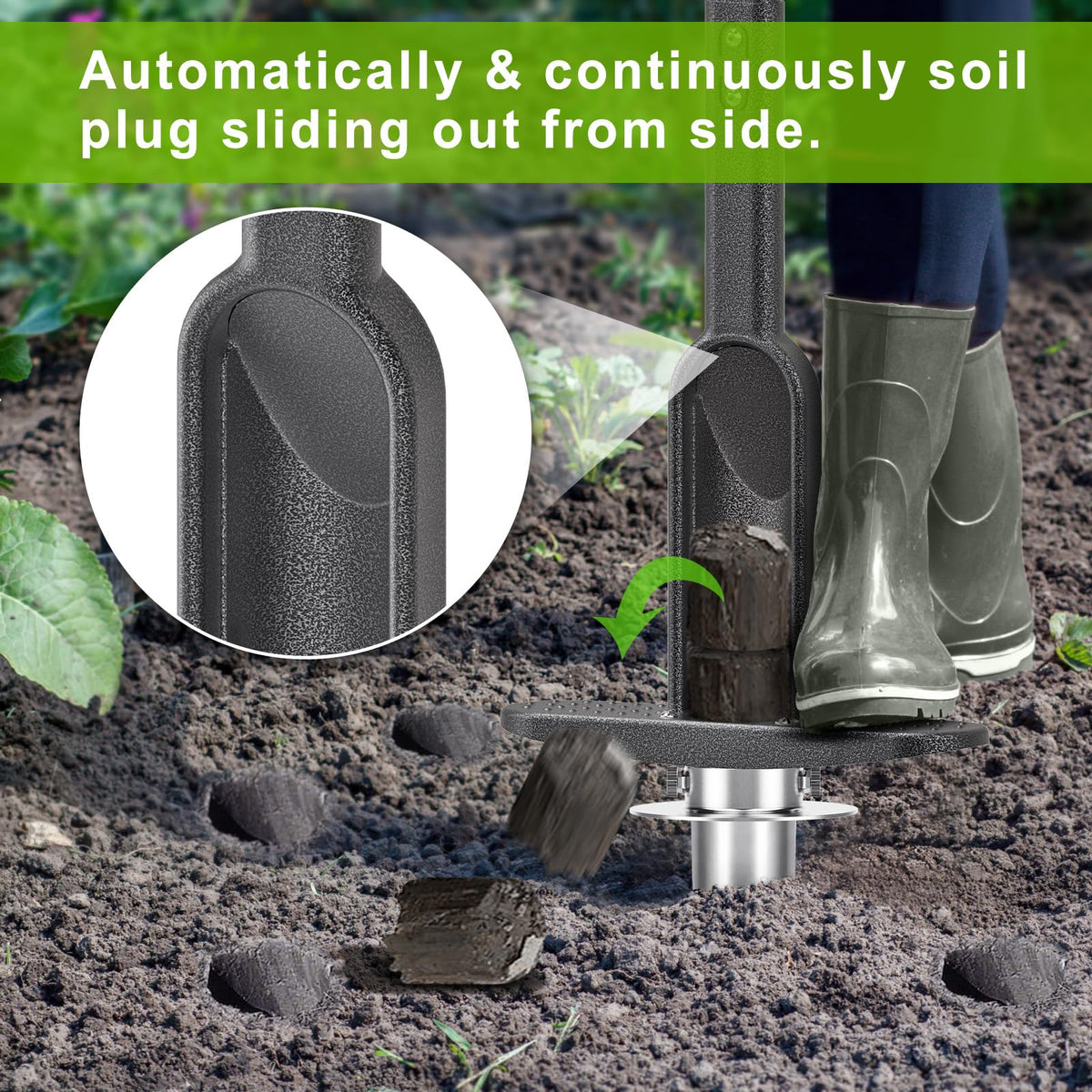 Dolibest auto-dump center design releases soil as you dig.