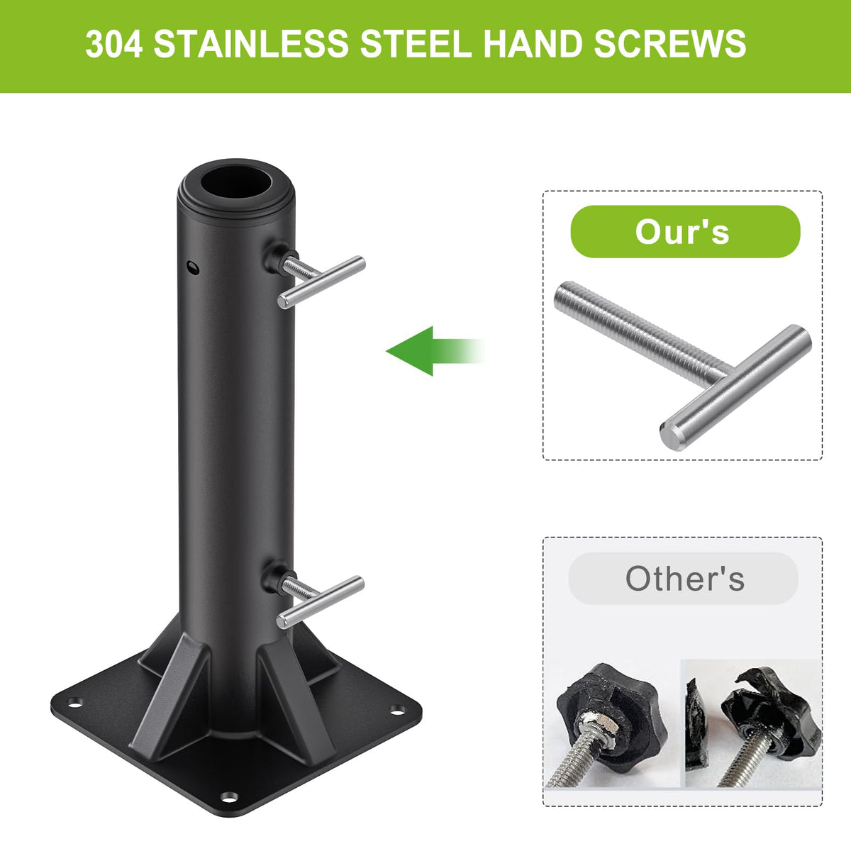 304 stainless steel hand-tightening screw for safe adjustment.