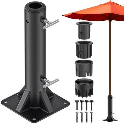 Dolibest umbrella base with interchangeable sleeves for 1-2 inch poles.