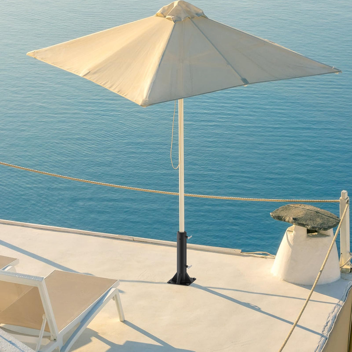 Versatile base suitable for decks, docks, and patios.