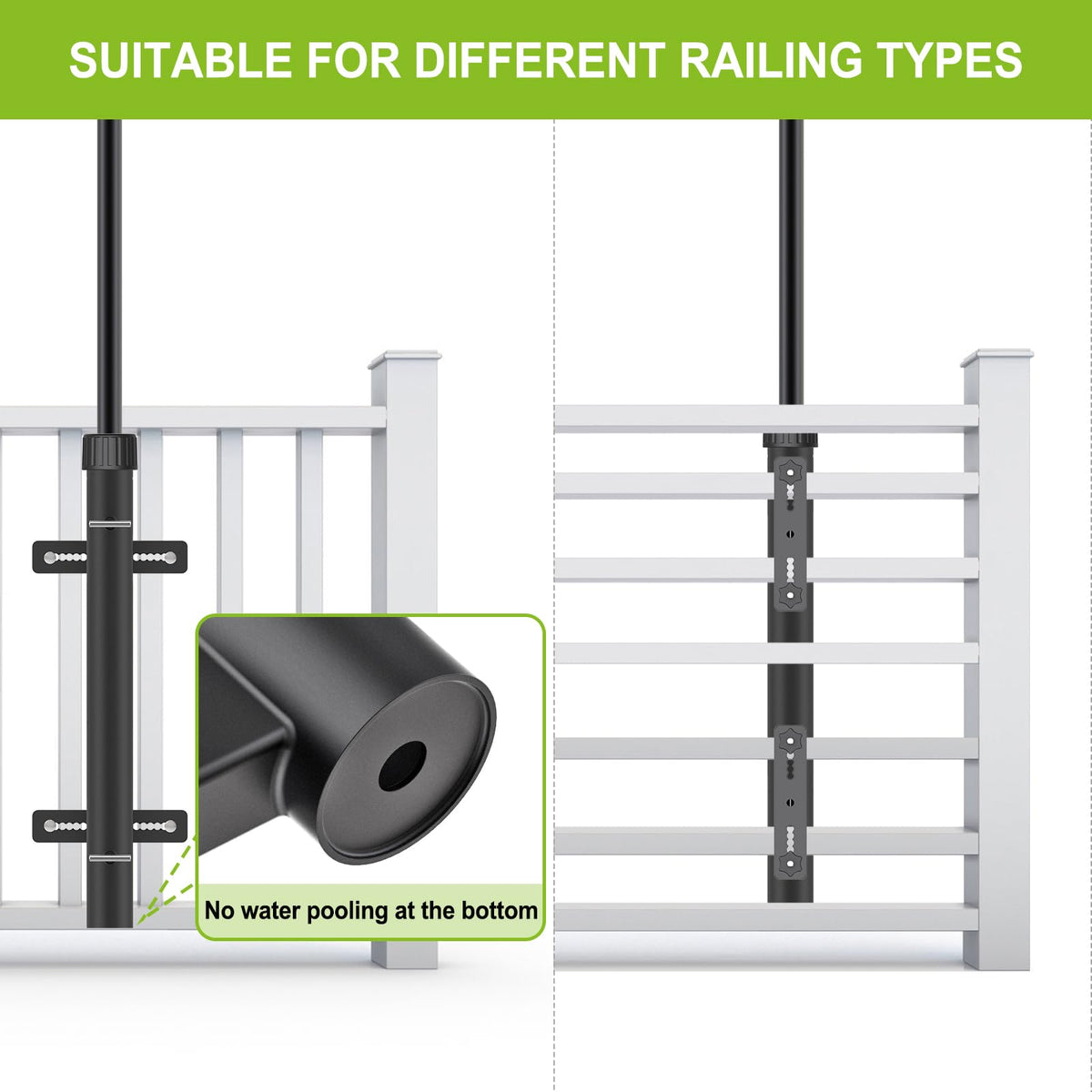 Dolibest secure locking groove grips railings firmly.