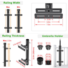 Dolibest rail-mount unit demonstrates vertical installation on a railing.