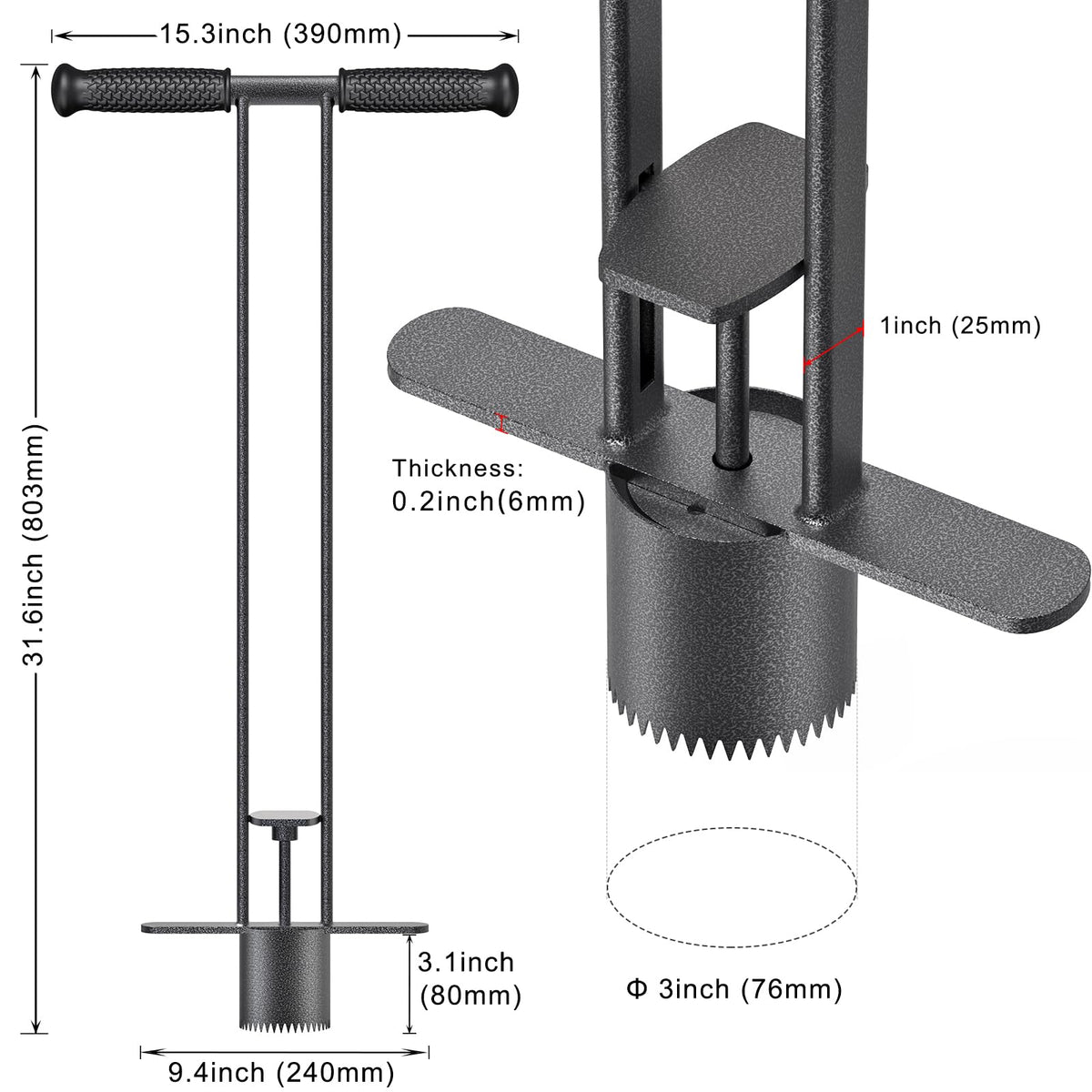 Dolibest intermediate pedal aids effortless soil ejection.