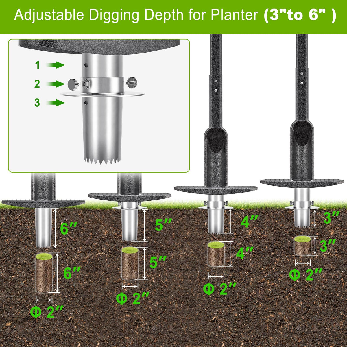 Dolibest planter with adjustable depth control for precise bulb planting.