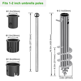 Three sleeves adapt Dolibest anchor to 1-2 inch poles for flexible setups.