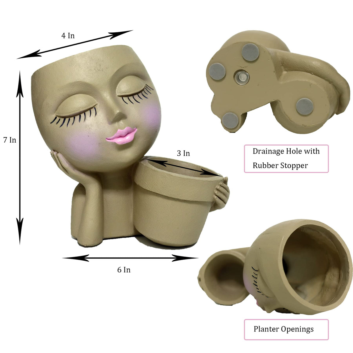 Dolkgy cute head planter adds decorative charm to windowsills.