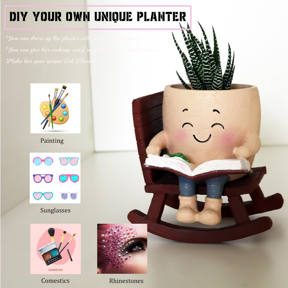 Dolkgy human-shape planter as desktop decoration for plant lovers