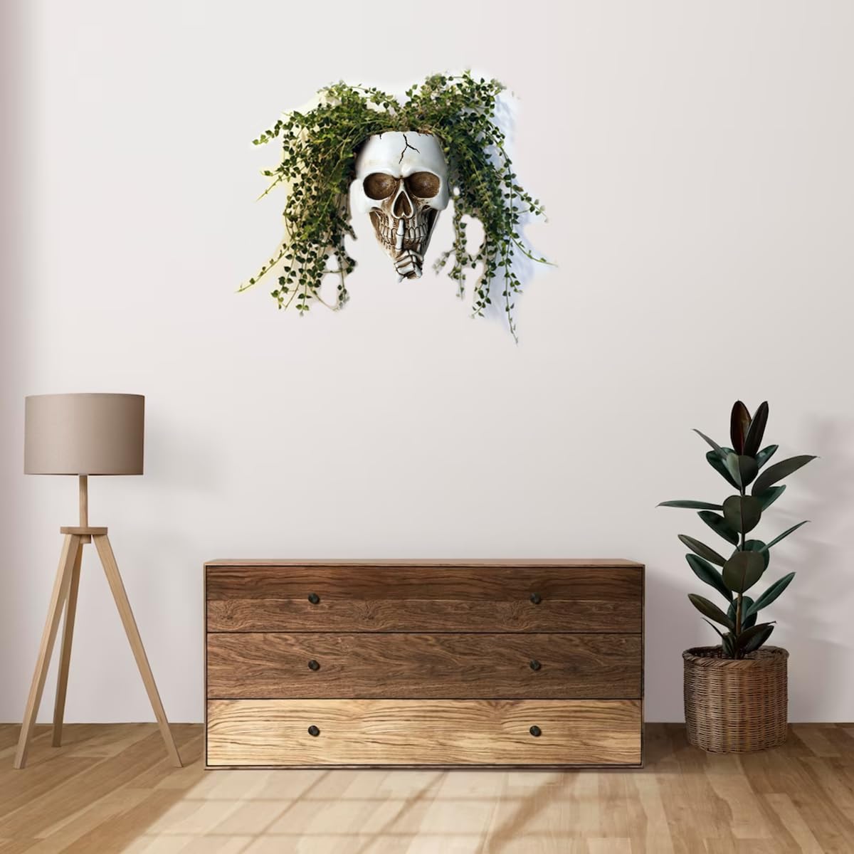 Dolkgy Skull Wall Planter white resin material, durable outdoor use