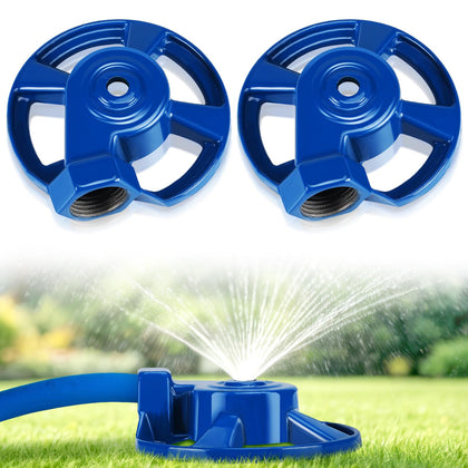 Domensi 2-pack cast iron lawn sprinklers blue provide efficient yard irrigation for small to medium gardens.