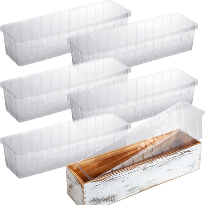 Domensi clear rectangular planter liner showing root view and protection.