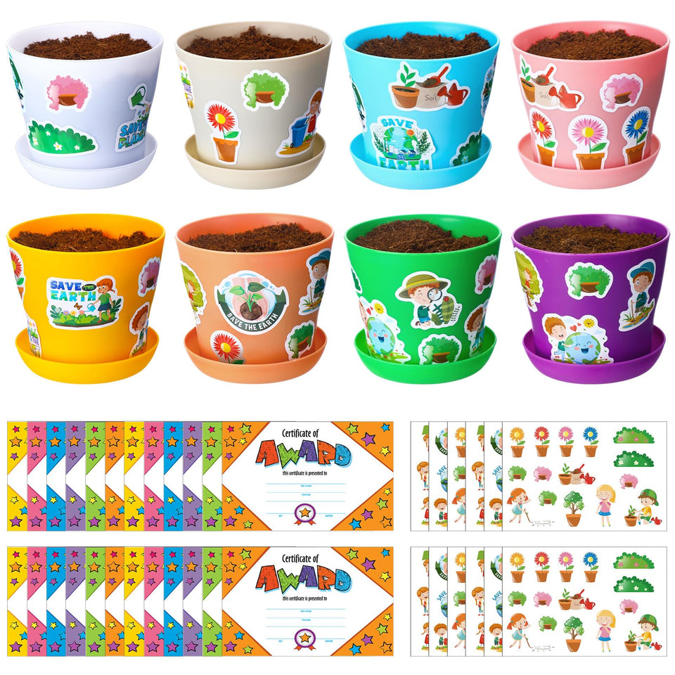 Domensi DIY plastic pot set showing colorful pots for kids crafts