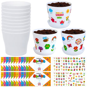 Domensi garden pot kit with 30 white pots for kids' crafts and growing projects