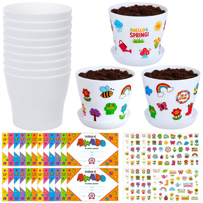 Domensi garden pot kit with 30 white pots for kids' crafts and growing projects