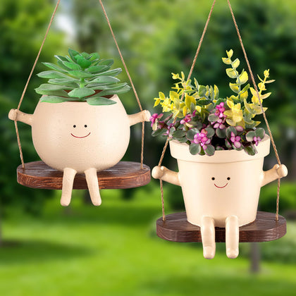 Domensi swing face sphere planter for stylish indoor greenery and playful decor.