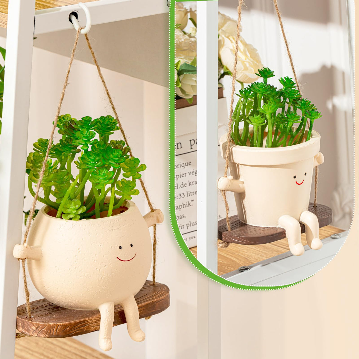 Domensi swing planter packaging shows complete setup for easy decorating projects.