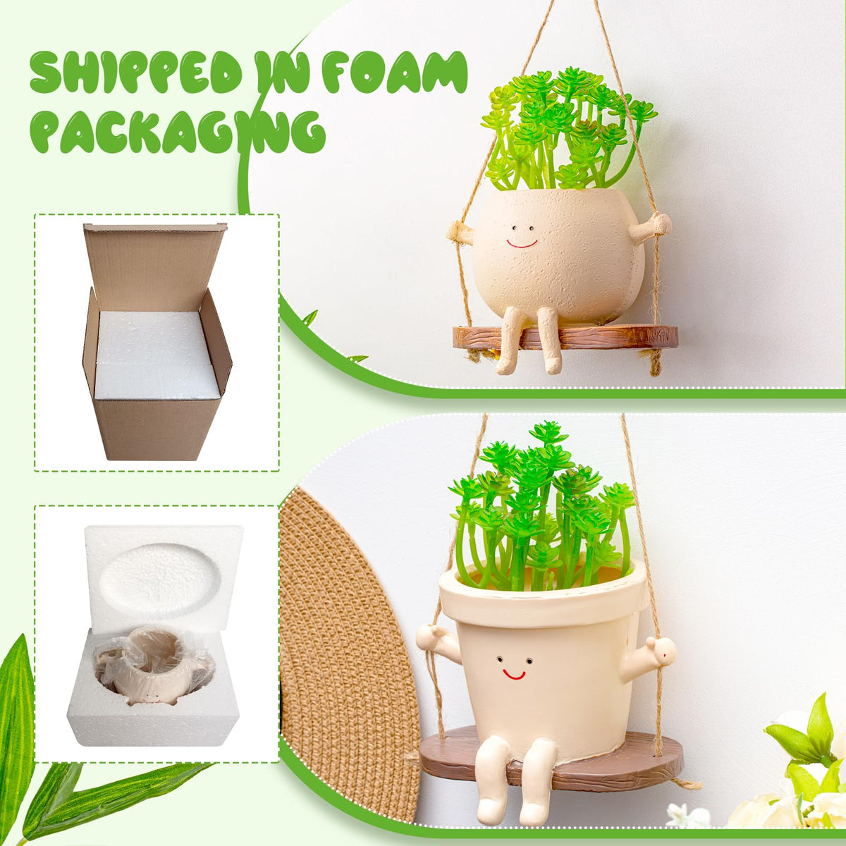 Domensi swing planter ideas showcase succulents and small plants creatively.