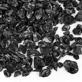 DomeStar 10LB black fire pit glass crystal-embeds provides shimmering ambiance for outdoor pits.