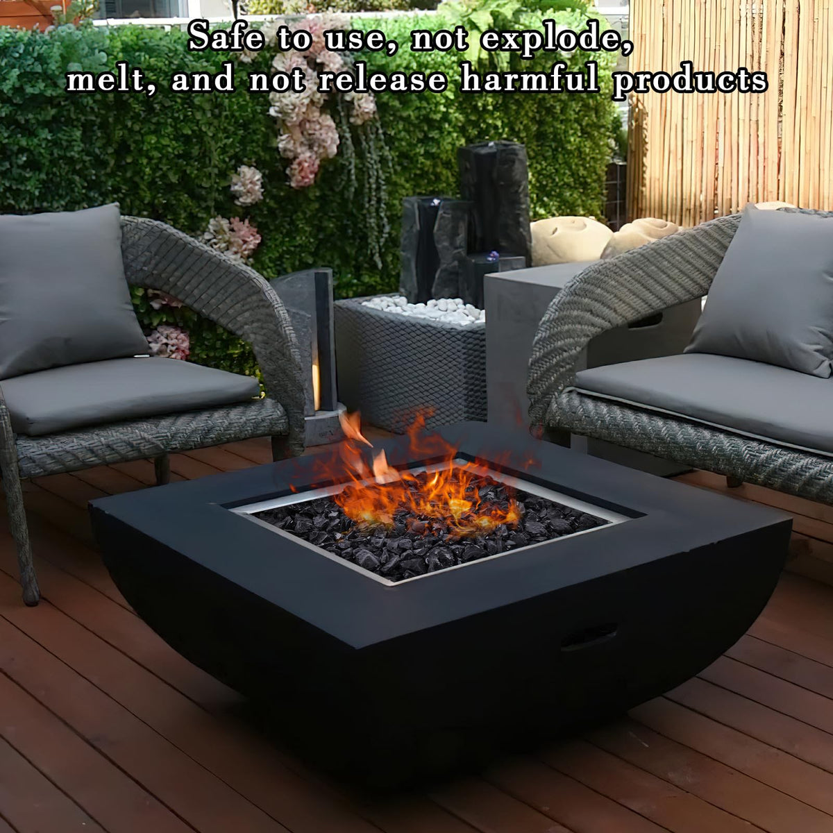 DomeStar 10LB black fire pit glass indoor-outdoor-decor enhances fireplaces and patios.