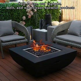 DomeStar 10LB black fire pit glass indoor-outdoor-decor enhances fireplaces and patios.