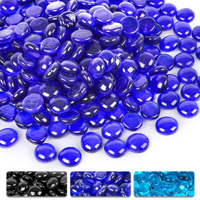 DomeStar 10lb cobalt blue fire pit glass beads illuminate outdoor spaces with radiant heat.
