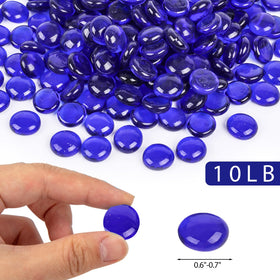 DomeStar cobalt blue fire glass reflective orbs add dazzling shimmer for patios.