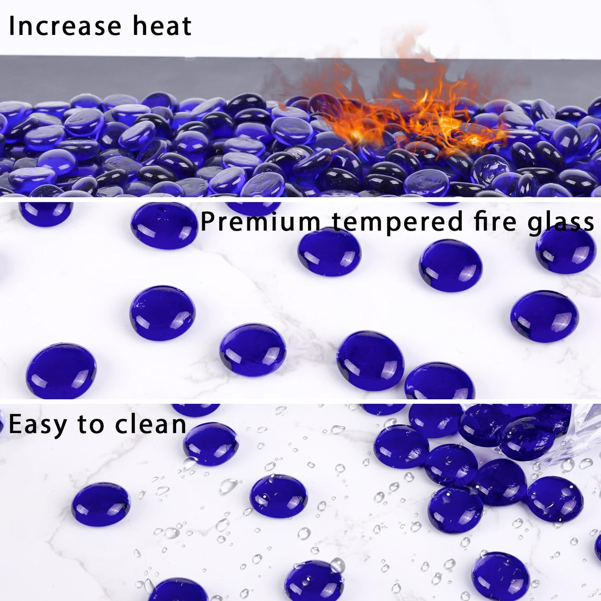 DomeStar heat-boost fire glass beads help create a warmer, inviting propane fire pit.