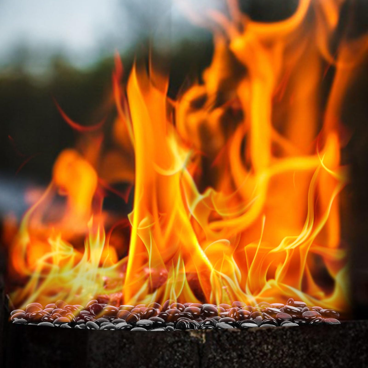 DomeStar indoor/outdoor fire glass decor for fireplaces, bowls, and outdoor spaces.
