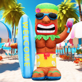 DomKom tiki luau inflatable with wine glass enhances outdoor party ambiance
