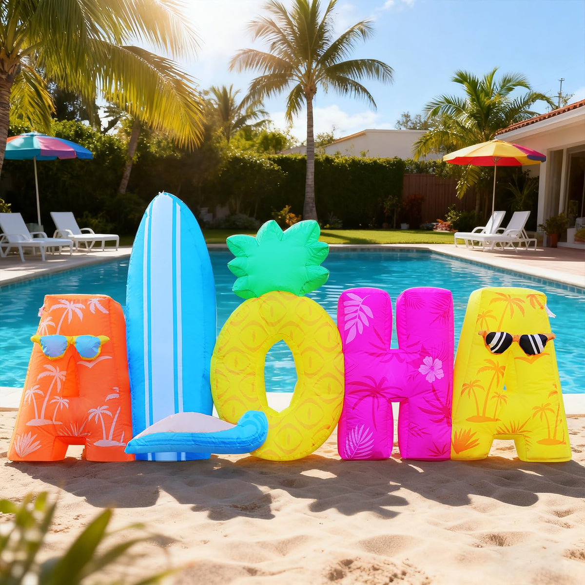 DomKom 6FT Tiki Luau with LED lights brightens evening gatherings
