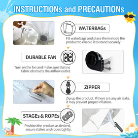 DomKom Tiki Luau inflatable uses water bags for wind resistance