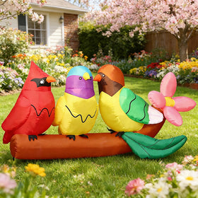 DomKom 8FT inflatable birds among flowers brighten your lawn.