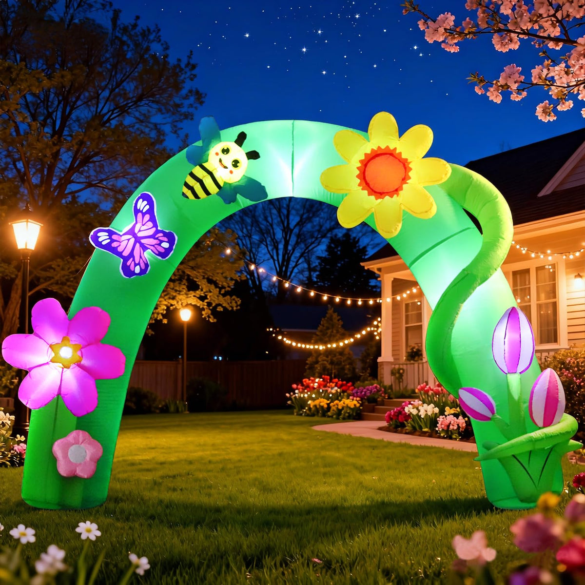 DomKom 8FT spring arch blooms brighten garden entrance for celebrations
