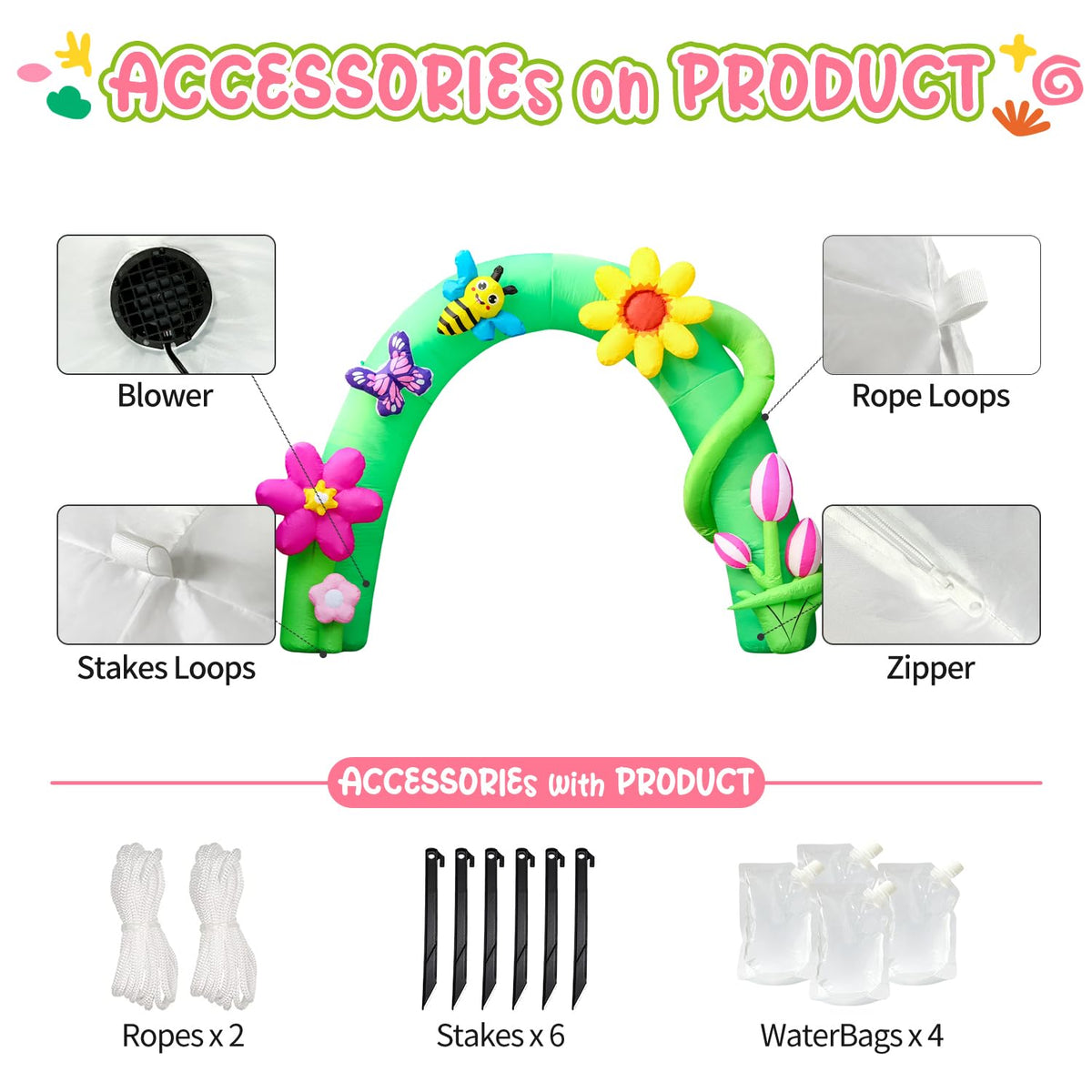DomKom 8FT spring arch stores compactly when deflated