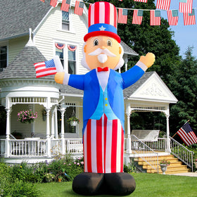 DomKom outdoor decor inflatable stands tall for festive garden ambiance.
