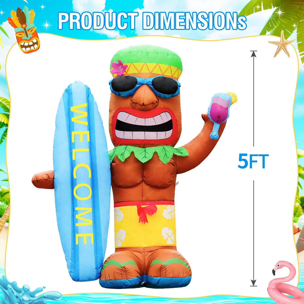 DomKom outdoor tiki luau yard decor for festive celebrations