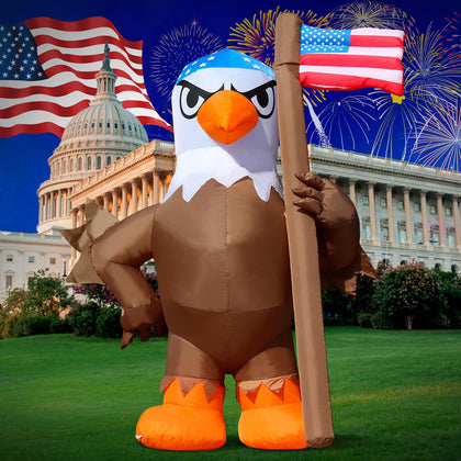 DomKom patriotic eagle waving the flag with LEDs for outdoor display