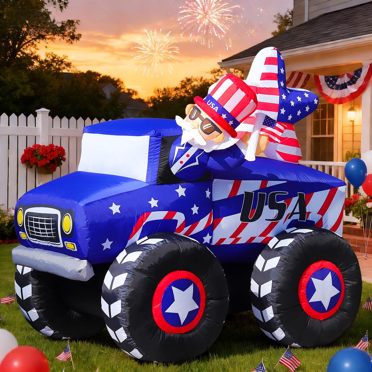 DomKom patriotic Independence Day inflatable decor glows for outdoor celebrations
