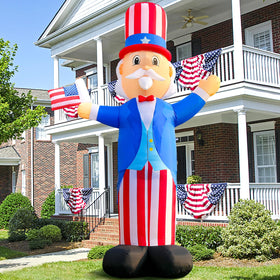 DomKom patriotic inflatable with LED lights brightens the garden for celebrations.