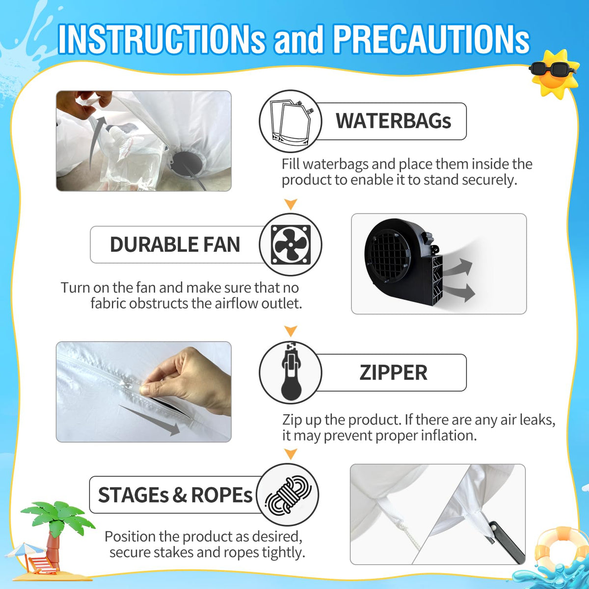 DomKom self-inflating tiki luau makes setup quick and easy