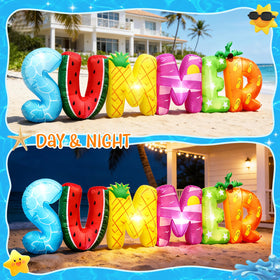 DomKom letters staked securely on grass for stable outdoor display.