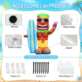 DomKom tiki luau includes water bags for wind-stable placement