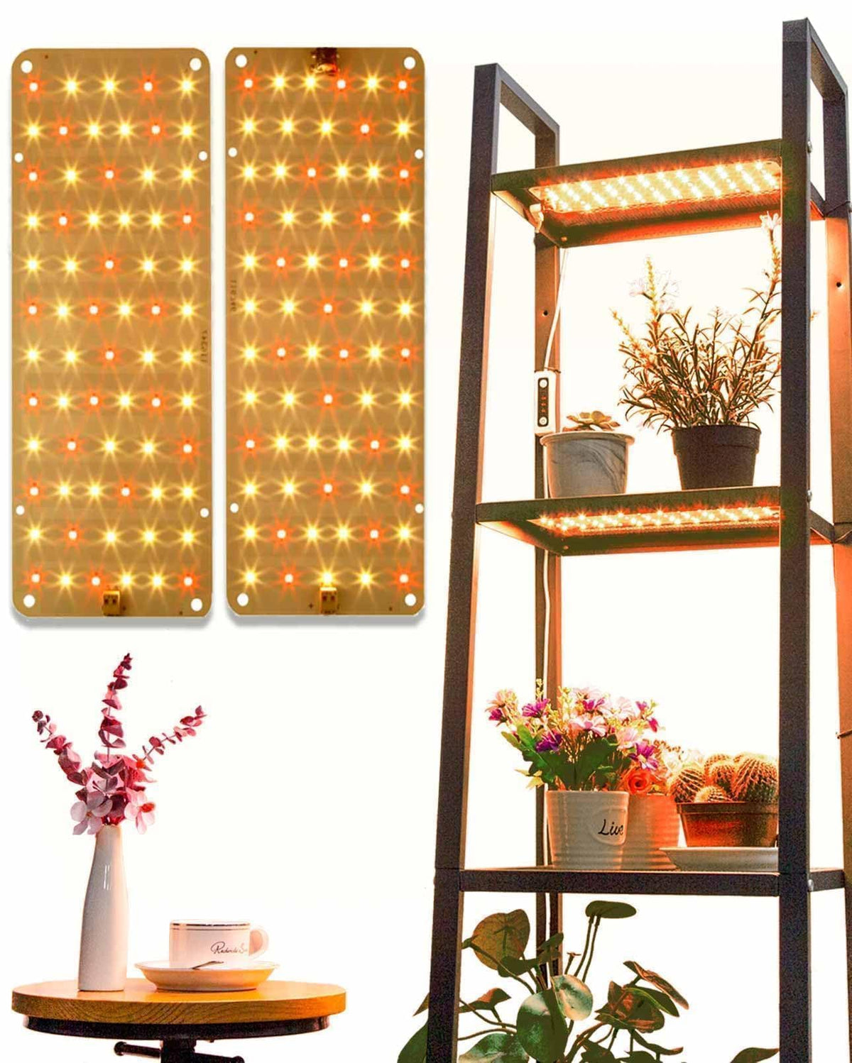 DOMMIA panel grow light under shelf provides even illumination for compact herb setups