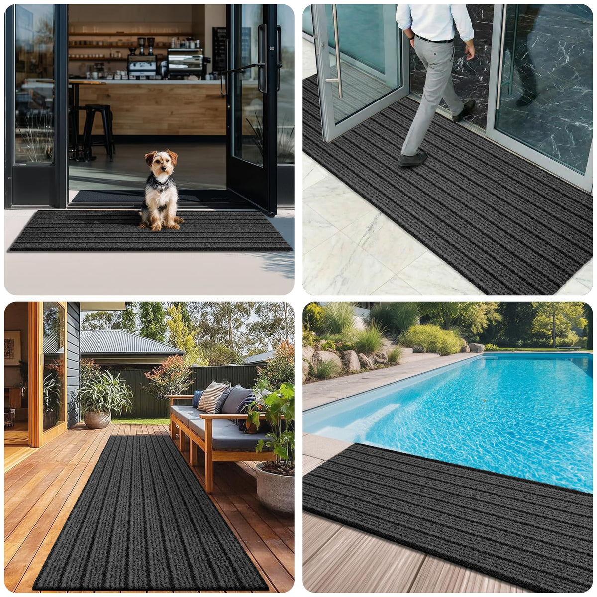 DOMUSTEX non-slip backing provides stable footing on concrete, tile, and wood.