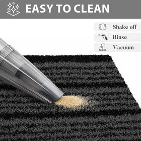 DOMUSTEX trim-to-fit entrance rug adapts to space between doors and walls.