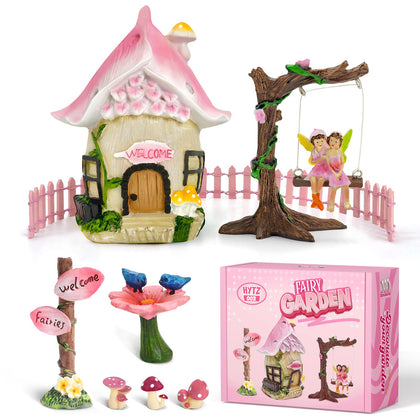 DONABELA pink fairy house enhances indoor shelves with whimsical charm.