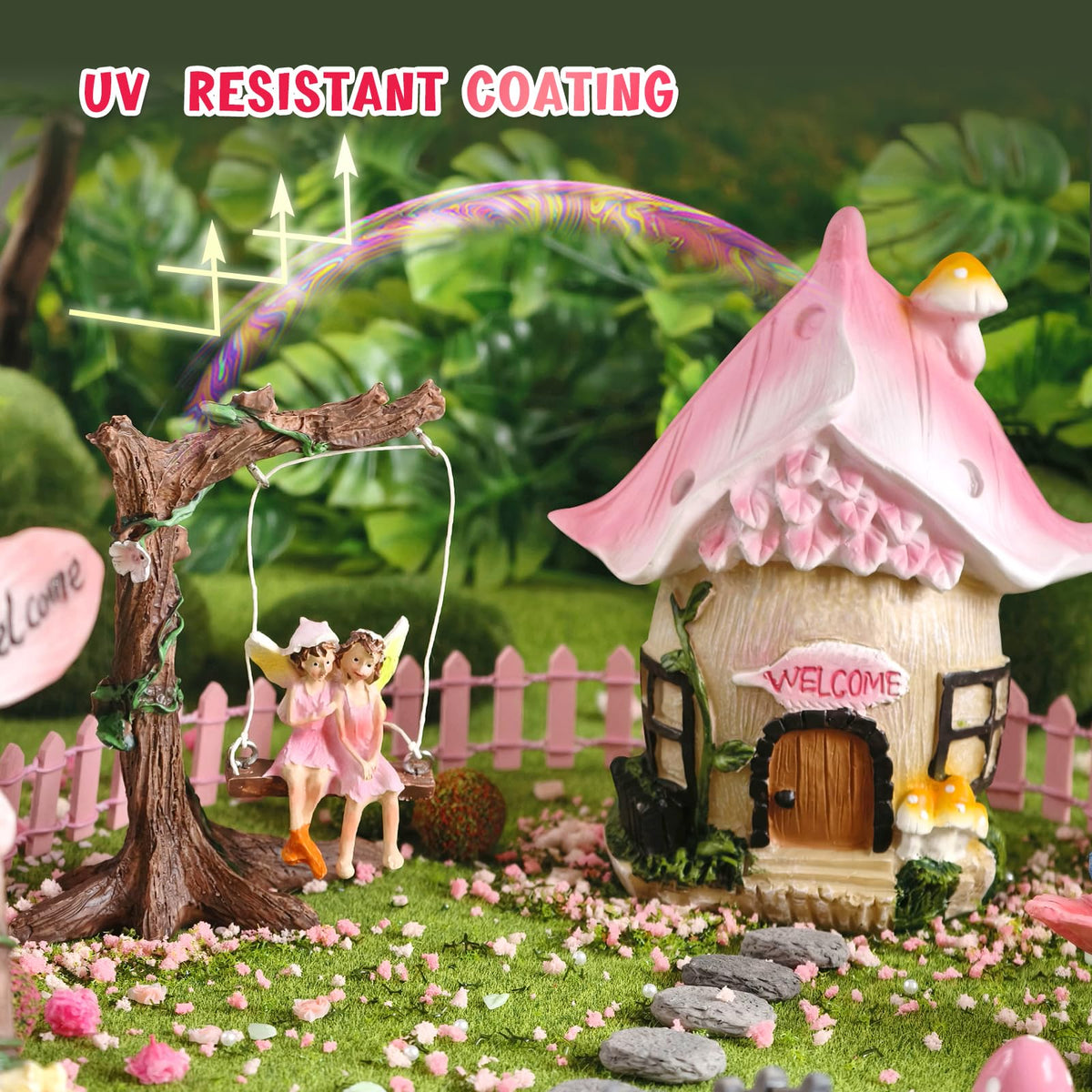 DONABELA pink mushrooms brighten tiny landscapes for a magical touch.