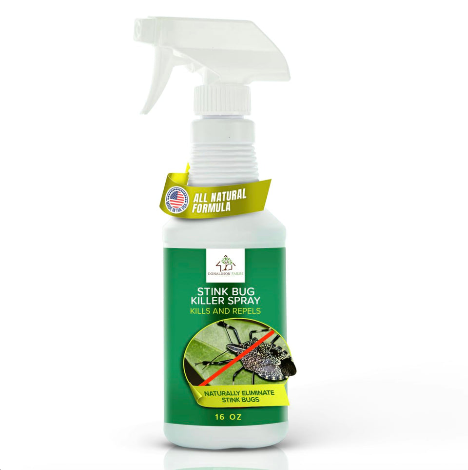 Donaldson Farms Stink Bug Spray bottle pump enables targeted indoor and outdoor use.