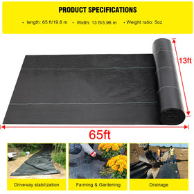 Doniks 5oz heavy-duty weed barrier fabric reduces weed growth while allowing drainage.