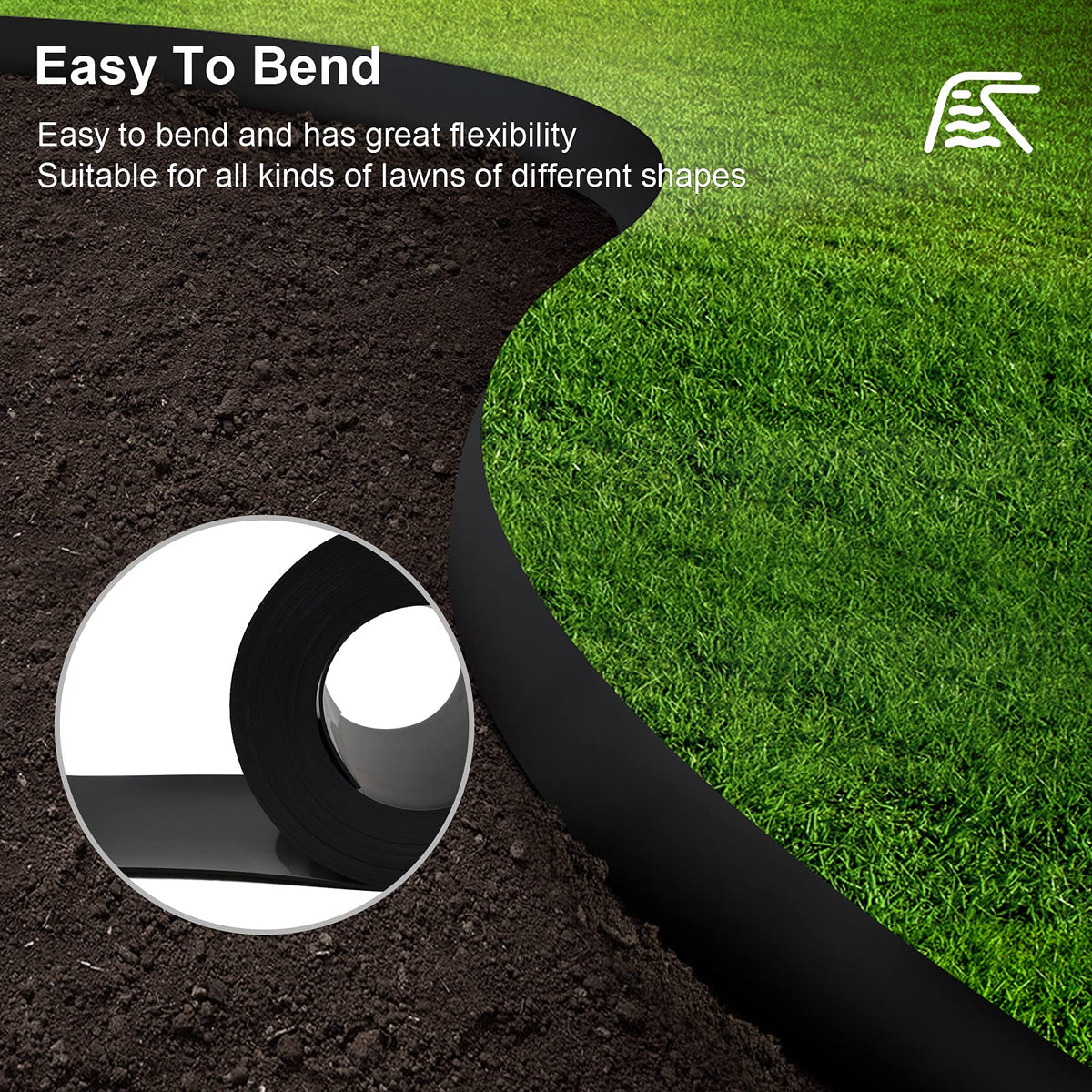 Flexible border roll for quick driveway and path edging with Doniks.